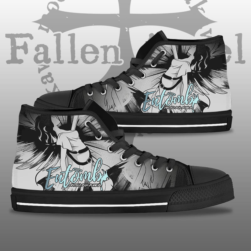 MODAKAWA ENTOMB Fallen Angel Graphic High Top Canvas Schuhe - Black - 44 - image 1