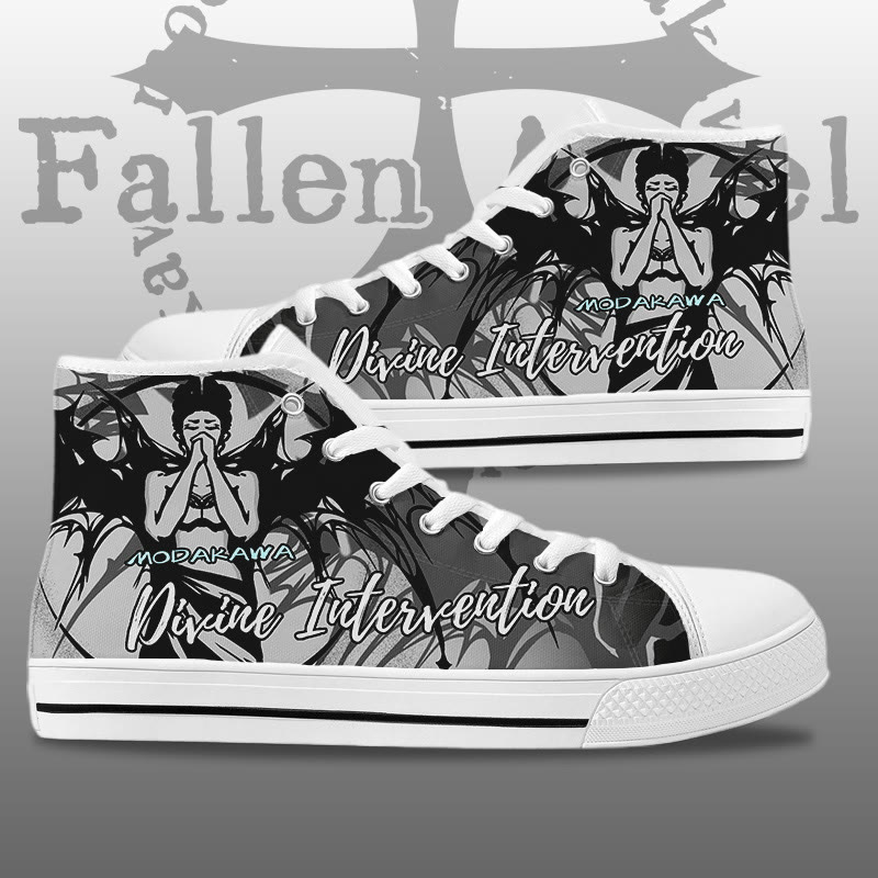 MODAKAWA DIVINE INTERVENTION High-Top-Sneaker mit schwarzem Flügelengel-Motiv - White - 44 - image 1