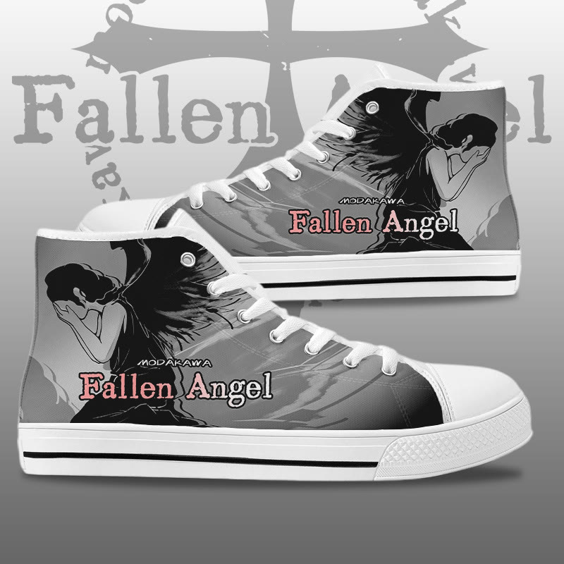 MODAKAWA Fallen Angel Graphic High Top Canvas Schuhe - White - 44 - image 1
