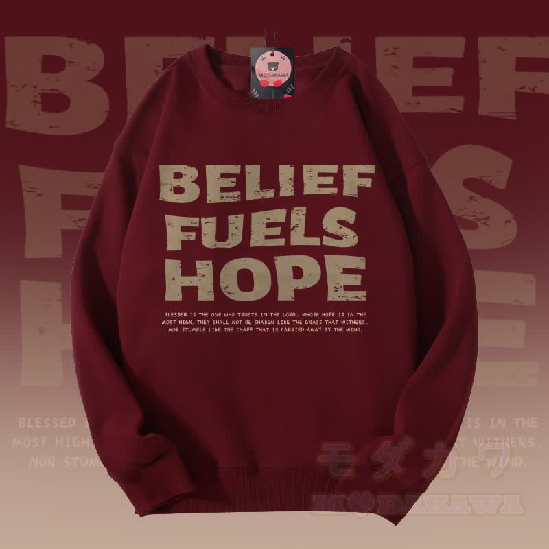 MODAKAWA GLAUBE BUELS HOPE Grafik Unisex Sweatshirt - Weinrot - 5XL - image 2