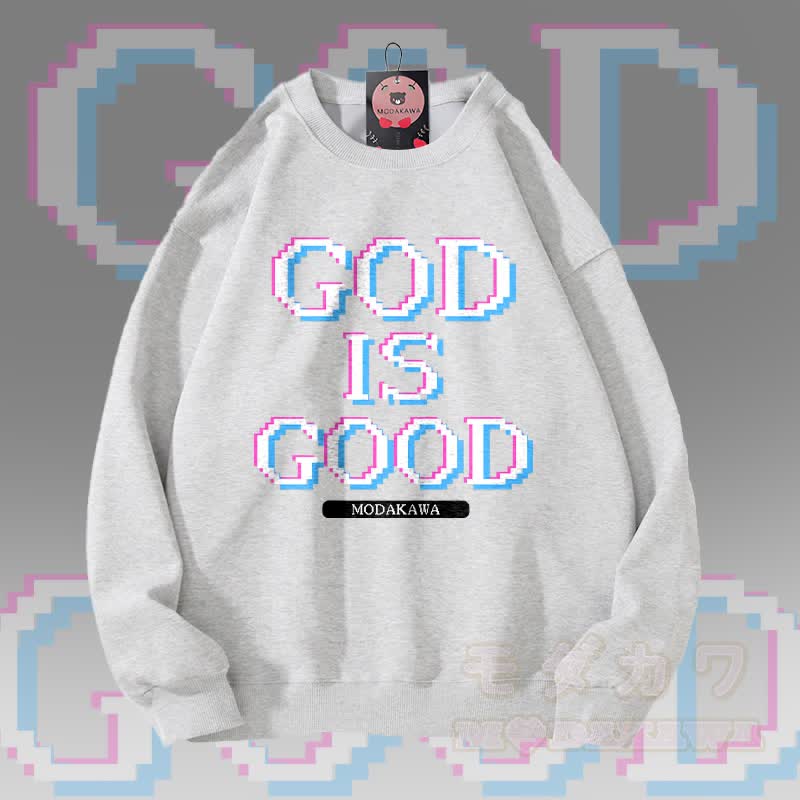 MODAKAWA GOD IS GOOD Grafik Unisex Sweatshirt - Grau - 5XL - image 2
