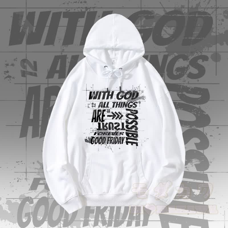 MODAKAWA MIT GOTT IST ALLES MÖGLICH Grafik-Streetwear-Pullover-Hoodie - Weiß - 5XL - image 3
