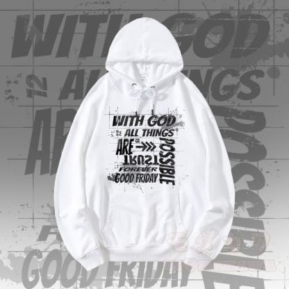 MODAKAWA MIT GOTT IST ALLES MÖGLICH Grafik-Streetwear-Pullover-Hoodie - Weiß - 5XL - image 3