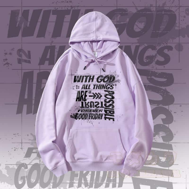MODAKAWA MIT GOTT IST ALLES MÖGLICH Grafik-Streetwear-Pullover-Hoodie - Hellviolett - 5XL - image 2