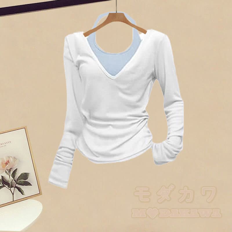 Set aus V-Ausschnitt-Shirt, Neckholder-Top, Spitzenrock, weitem Hosenbein und Rock – vierteiliges Set - image 2