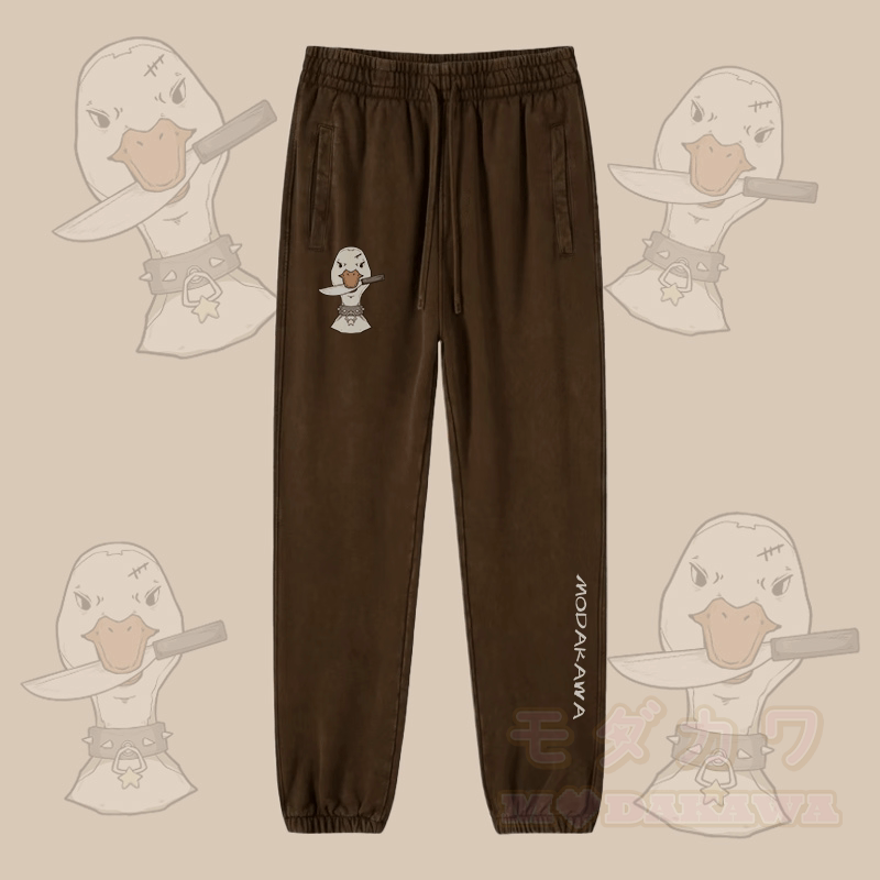 MODAKAWA Jogginghose mit Goose-und-Messer-Motiv im Vintage-Look - Braun - 2XL - image 2