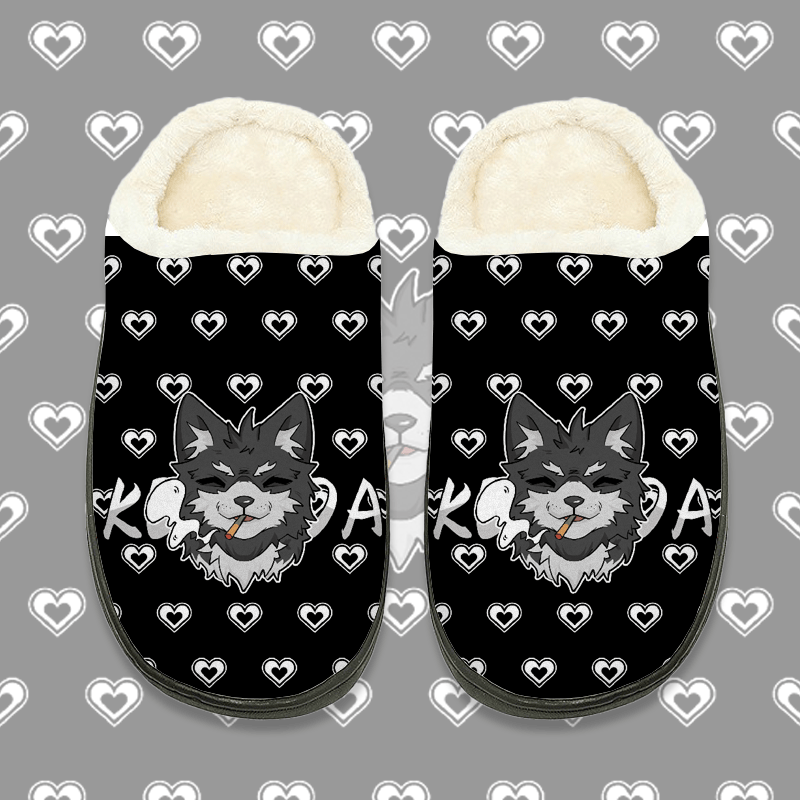 MODAKAWA Koda Smoking Puppy Grafik Plüsch-Hausschuhe für drinnen - Black - 44-45 - image 1