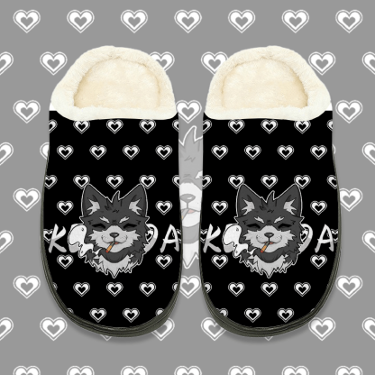 MODAKAWA Koda Smoking Puppy Grafik Plüsch-Hausschuhe für drinnen - Black - 44-45 - image 1