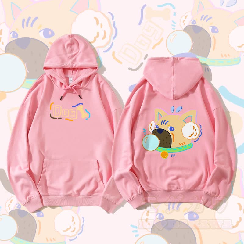 MODAKAWA Bubble Dog Grafik Streetwear Pullover Hoodie - Rosa - 5XL - image 1