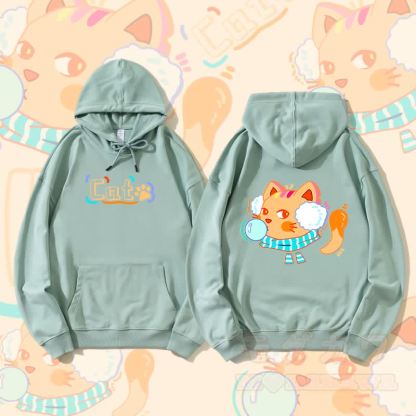 MODAKAWA Bubble Cat Grafik Streetwear Pullover Hoodie - Grün - 5XL - image 1
