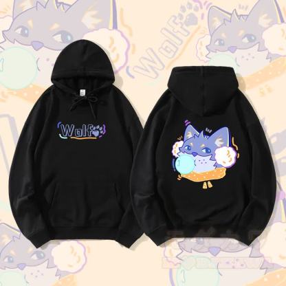 MODAKAWA Bubble Wolf Graphic Streetwear Pullover Hoodie - Schwarz - 5XL - image 3