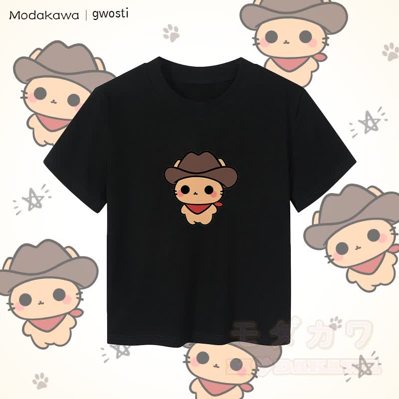 MODAKAWA X gwosti Brown Meowdy Graphic Damen Crop-Top aus 92 % gekämmter Baumwolle - Schwarz - XL - image 1