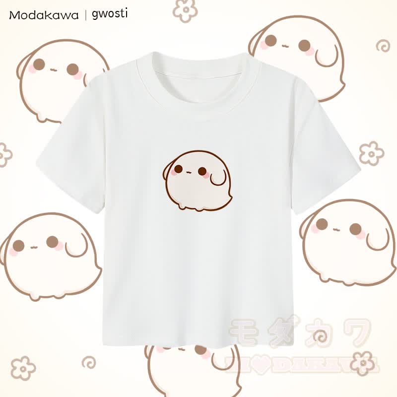 MODAKAWA X gwosti Gwosti Graphic Damen Cropped T-Shirt 92% gekämmte Baumwolle - Weiß - XL - image 1