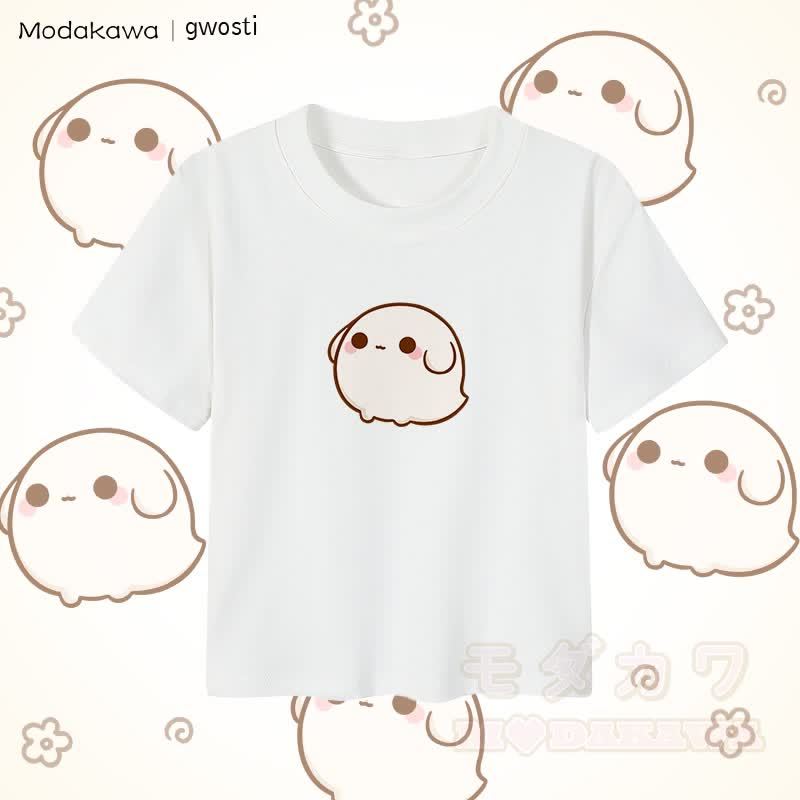 MODAKAWA X gwosti Gwosti Graphic Damen Cropped T-Shirt 92% gekämmte Baumwolle - Weiß - XL - image 1
