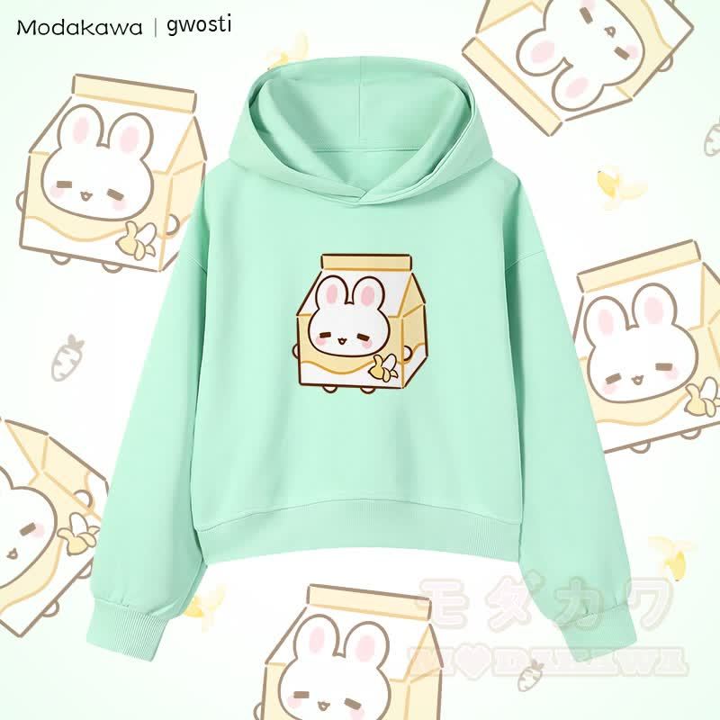 MODAKAWA X gwosti Bunana Milk Graphic Cropped Cotton Hoodie - Grün - 3XL - image 2