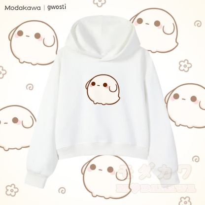 MODAKAWA X gwosti Gwosti Graphic Cropped Cotton Hoodie - Weiß - 3XL - image 2