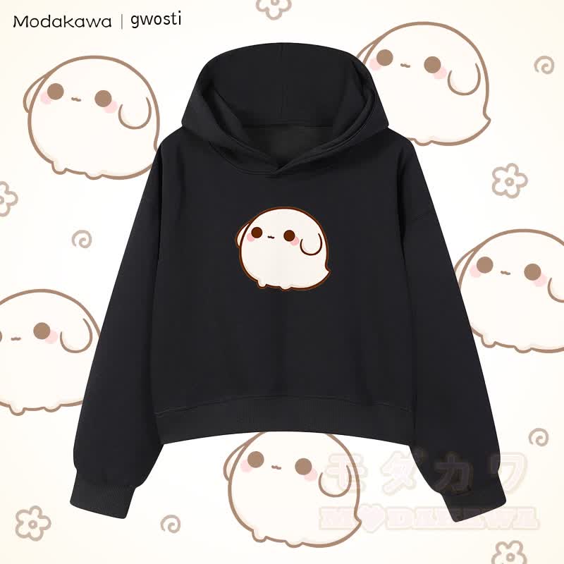 MODAKAWA X gwosti Gwosti Graphic Cropped Cotton Hoodie - Schwarz - 3XL - image 1