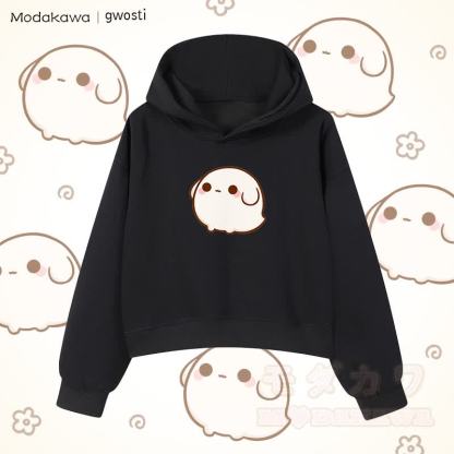 MODAKAWA X gwosti Gwosti Graphic Cropped Cotton Hoodie - Schwarz - 3XL - image 1
