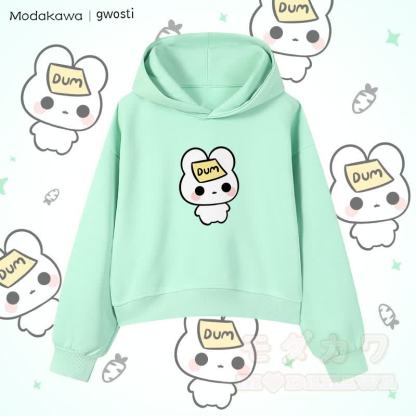 MODAKAWA X gwosti DUM Bunny Graphic Cropped Cotton Hoodie - Grün - 3XL - image 2