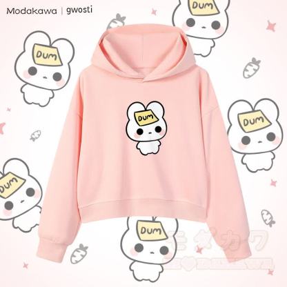 MODAKAWA X gwosti DUM Bunny Graphic Cropped Cotton Hoodie - Rosa - 3XL - image 1
