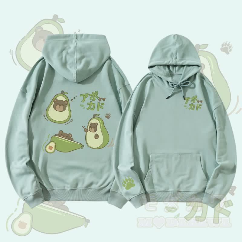 MODAKAWA Avocado Bear Graphic Streetwear Pullover Hoodie - Grün - 5XL - image 1