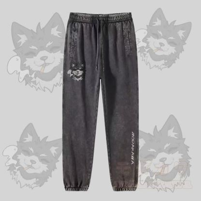 MODAKAWA Koda Smoking Puppy Graphic Vintage Washed Jogger Pants - Dunkelgrau - 2XL - image 2