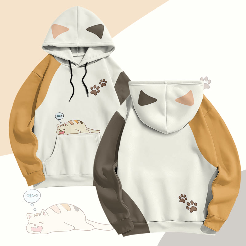 MODAKAWA Pullover-Hoodie mit Allover-Print „Schlafendes Kätzchen“ - image 1