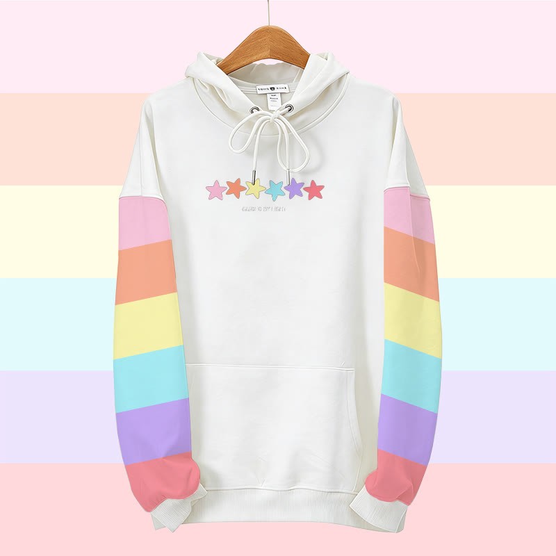 MODAKAWA Pullover-Hoodie mit Regenbogensternen-Grafikprint - White - 8XL - image 2