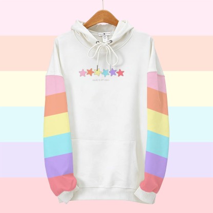 MODAKAWA Pullover-Hoodie mit Regenbogensternen-Grafikprint - White - 8XL - image 2