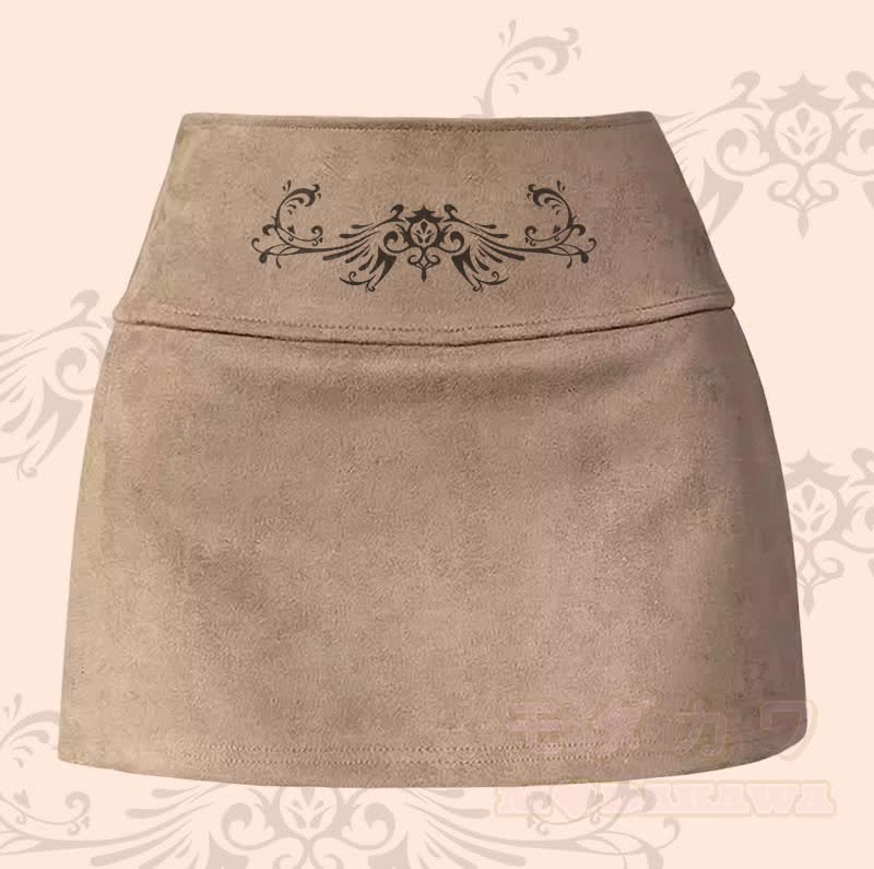 MODAKAWA Minirock mit Flügel-Totem-Grafik und Schlitz - Khaki - XL - image 2