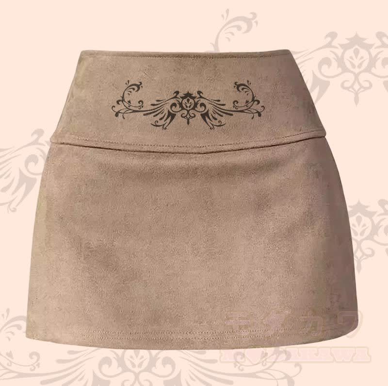 MODAKAWA Minirock mit Flügel-Totem-Grafik und Schlitz - Khaki - XL - image 2