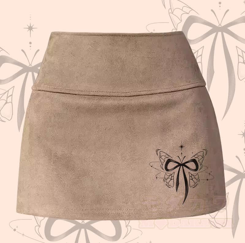 MODAKAWA Minirock mit Schmetterlingsgrafik und Schlitz - Khaki - XL - image 2