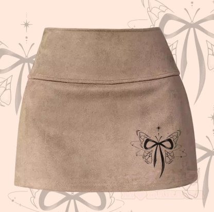 MODAKAWA Minirock mit Schmetterlingsgrafik und Schlitz - Khaki - XL - image 2