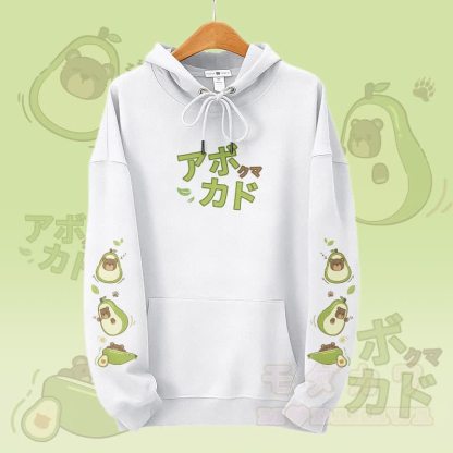 MODAKAWA Avocado Bear Graphic Streetwear Pullover Hoodie - Weiß - 5XL - image 2