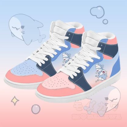 MODAKAWA Gradient Playful Shark Graphic Farben Block High Top Canvas Schuhe - Blau - 48 - image 1