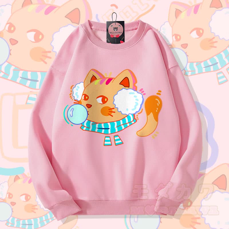 MODAKAWA Unisex-Sweatshirt mit Bubble-Cat-Grafik - Rosa - 5XL - image 2