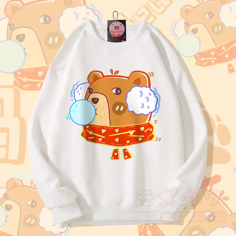 MODAKAWA Bubble Bear Graphic Unisex Sweatshirt - Weiß - 5XL - image 2