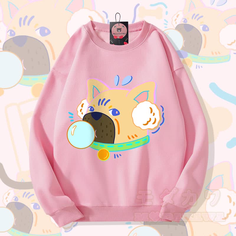 MODAKAWA Unisex-Sweatshirt mit Bubble-Dog-Grafik - Rosa - 5XL - image 2