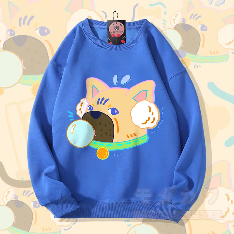 MODAKAWA Unisex-Sweatshirt mit Bubble-Dog-Grafik - Königsblau - 5XL - image 1