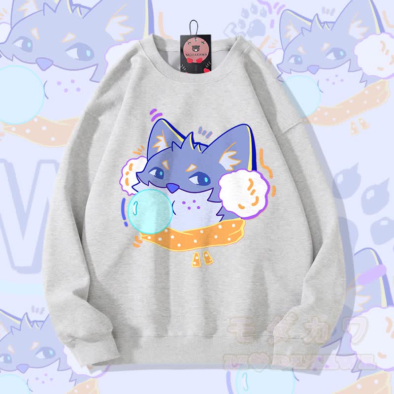 MODAKAWA Bubble Wolf Graphic Unisex Sweatshirt - Grau - 5XL - image 2