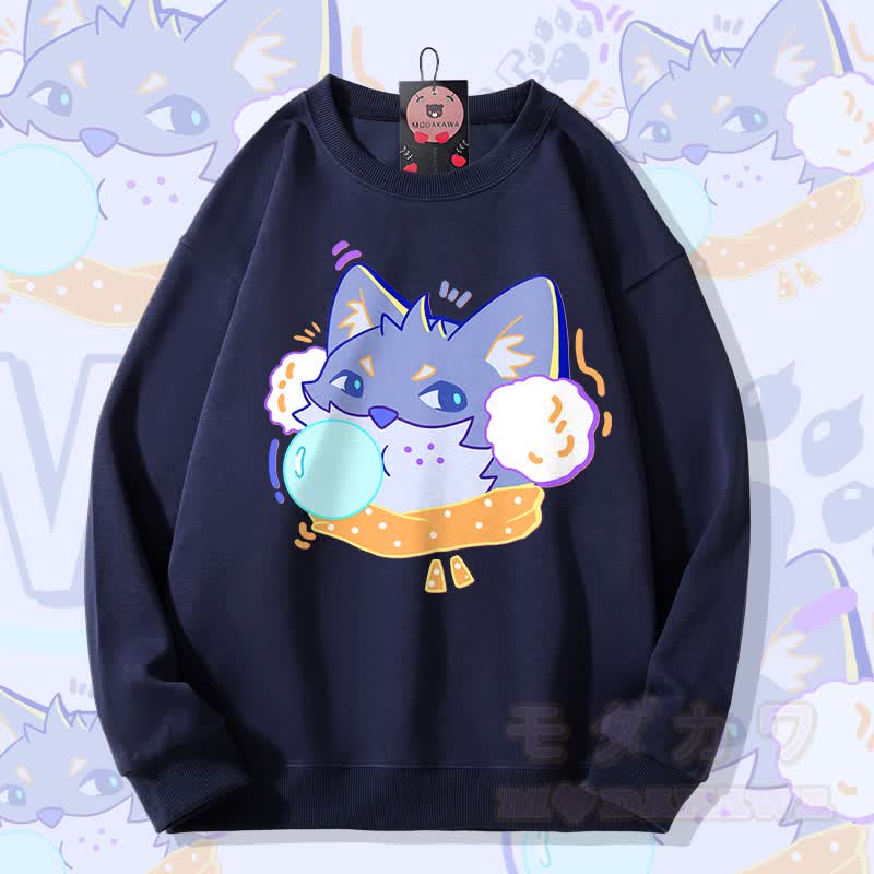 MODAKAWA Bubble Wolf Graphic Unisex Sweatshirt - Purpurblau - 5XL - image 1