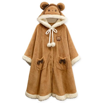 Plüschtier-Kapuzenumhang - Brown - One Size - image 2