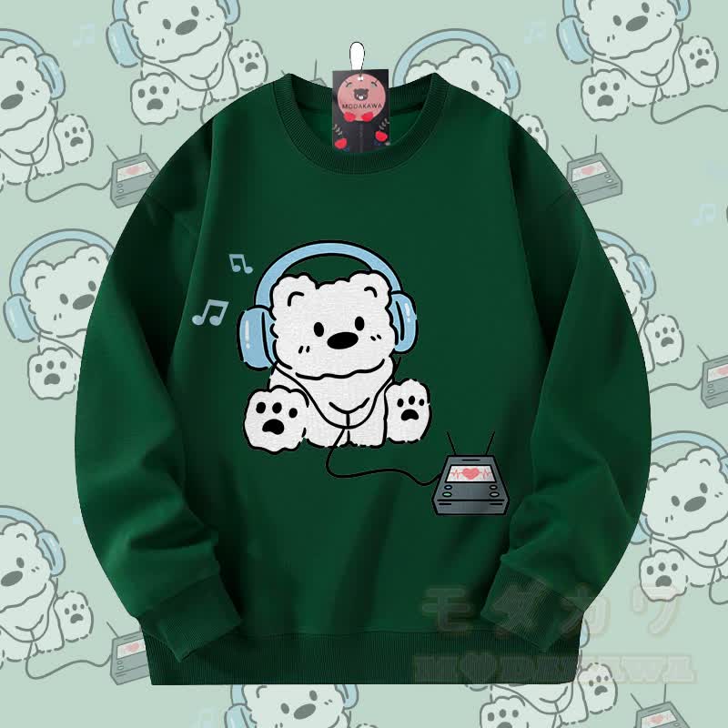 MODAKAWA Kopfhörer Bär Grafik Partner-Sweatshirt Unisex - Grün - 5XL - image 2