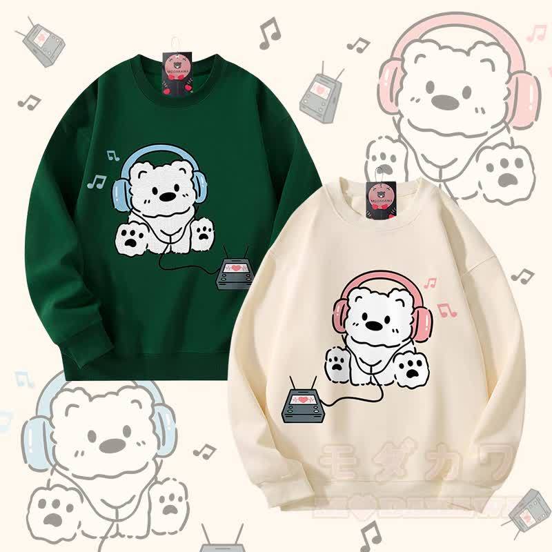 MODAKAWA Kopfhörer Bär Grafik Partner-Sweatshirt Unisex - image 1