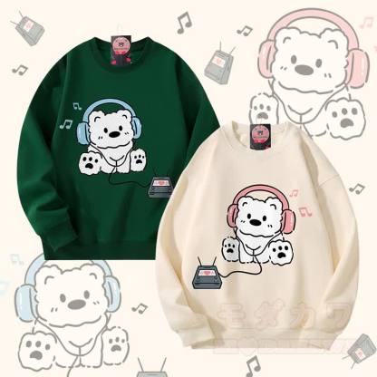 MODAKAWA Kopfhörer Bär Grafik Partner-Sweatshirt Unisex - image 1