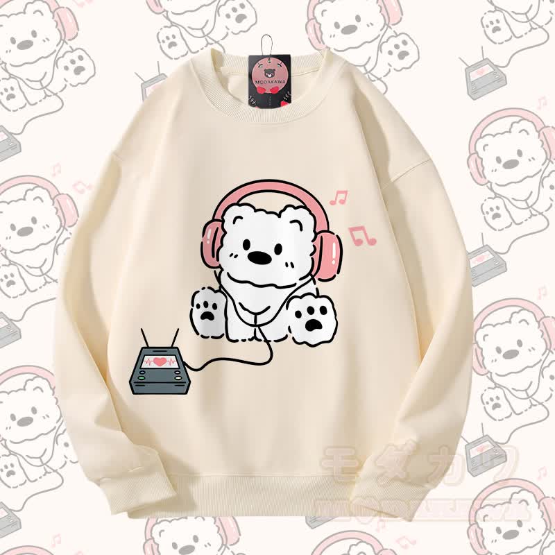 MODAKAWA Kopfhörer Bär Grafik Partner-Sweatshirt Unisex - Beige - 5XL - image 5