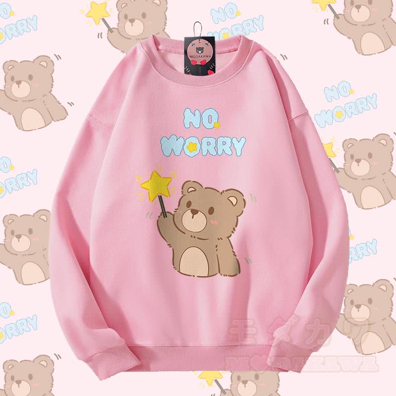 MODAKAWA NO WORRY Bären-Grafik Partner-Sweatshirt Unisex - Rosa - 5XL - image 6