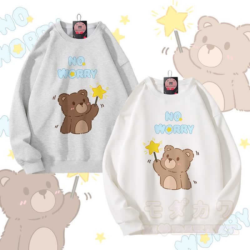 MODAKAWA NO WORRY Bären-Grafik Partner-Sweatshirt Unisex - image 1