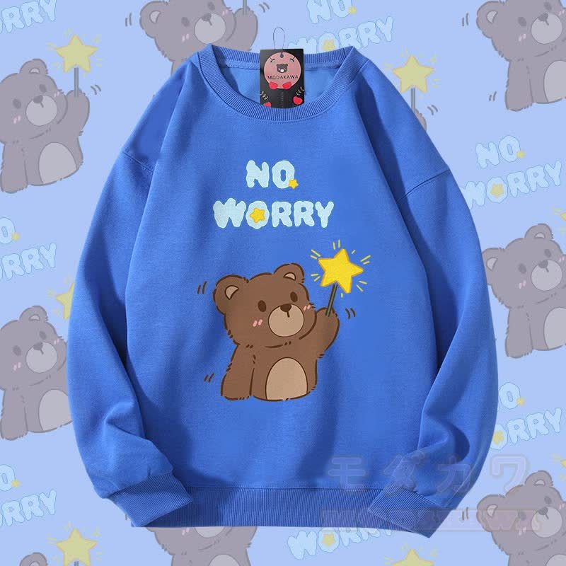 MODAKAWA NO WORRY Bären-Grafik Partner-Sweatshirt Unisex - Königsblau - 5XL - image 3