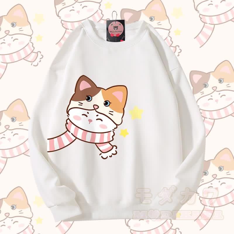MODAKAWA Schal Katzenmotiv Partner-Sweatshirt Unisex - Weiß - 5XL - image 7